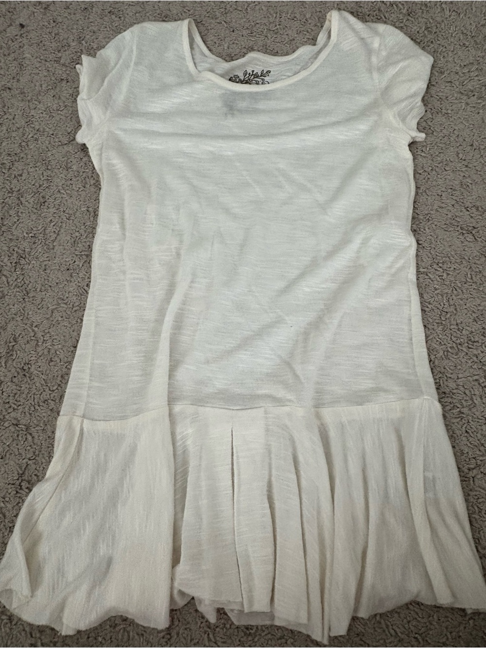 Kids White Short Sleeve Drop-Waist shirt